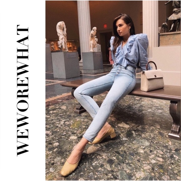 WEWOREWHAT DANIELLE VINTAGE HIGH RISE STRAIGHT STRETCH JEANS 26 DESTROYED NWT - Picture 4 of 6